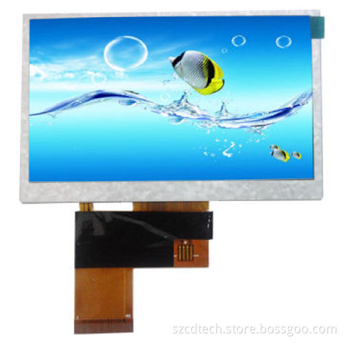 4.3" TFT LCD module with 480 (horizontal)* 272 (vertical) pixel resolution, RGB-24 bit interface